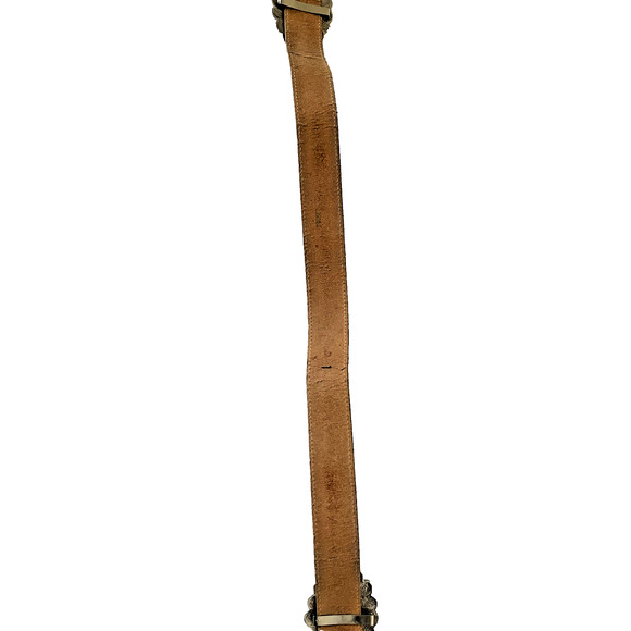 VTG Rare 33" 80s ACCESSOCRAFT NYC Glass Cab 5 Concho Buckle Blue Leather Belt - Picture 7 of 16